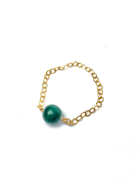 Malachite bague chaine en or