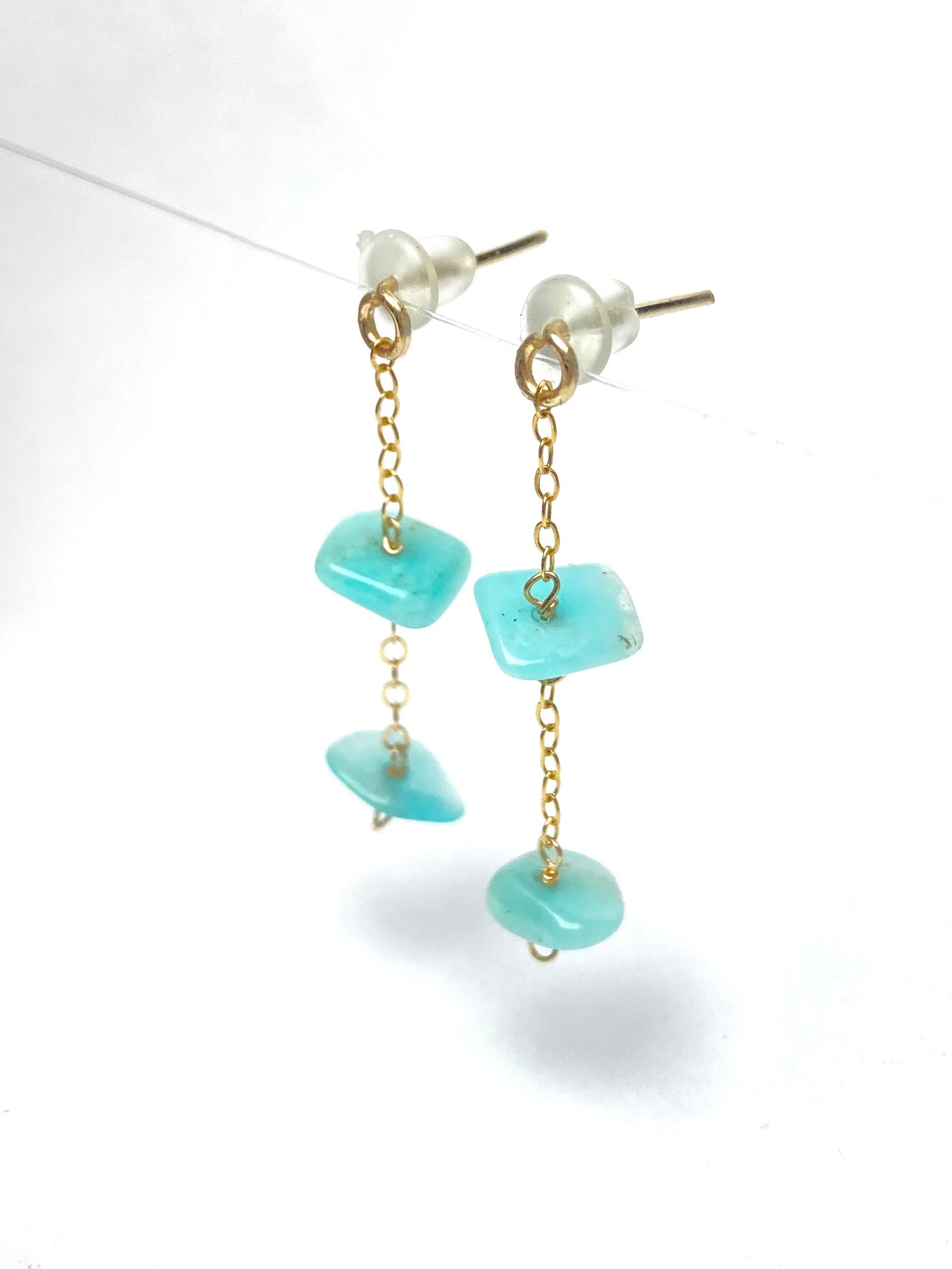 Amazonite clous en or