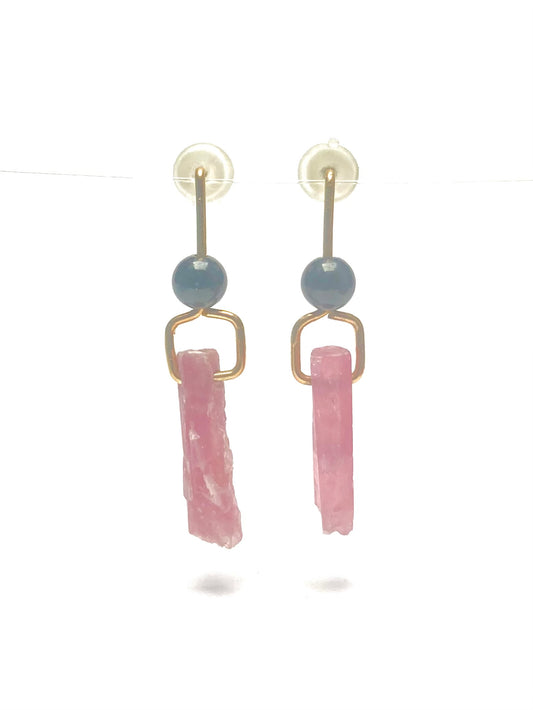 Tourmaline rose et noir clous en or