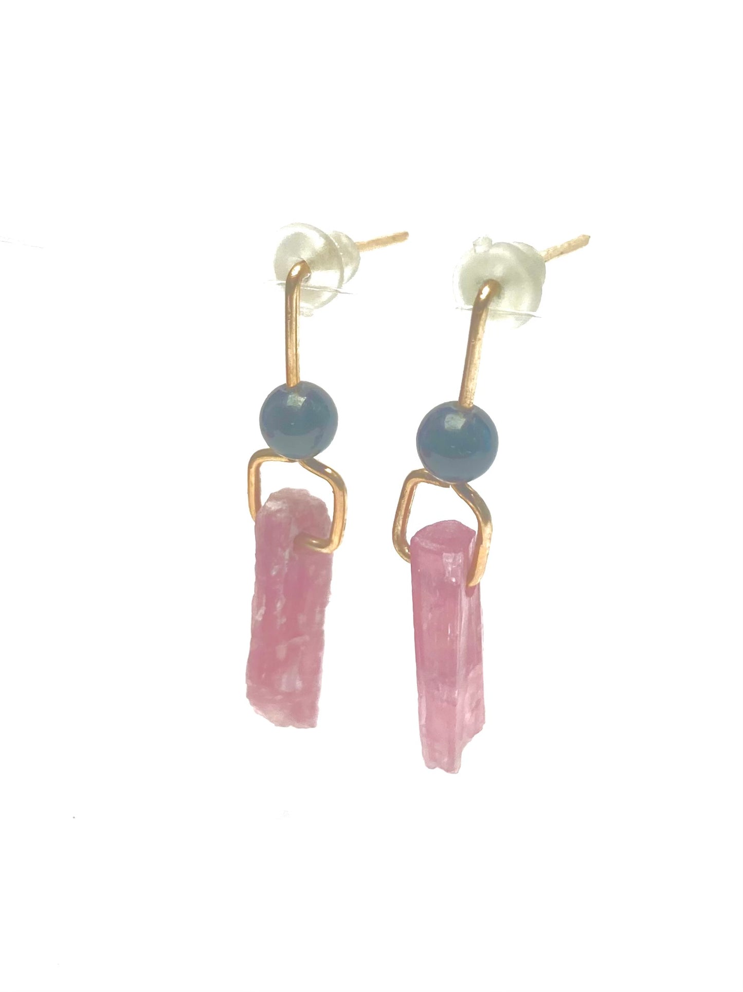 Tourmaline rose et noir clous en or